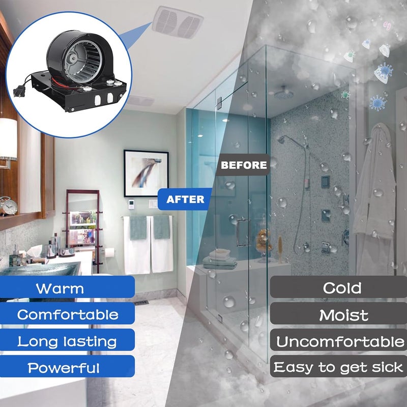 CONGKAILU S97017063 Motor Blower Heater Assembly, Bathroom Exhaust Fan for Broan Nutone 655, 655F, 655-A, 655-B, 655-C, 656 Replaces 1194813, 97005005, S97005005, B00EBIHE1K, JESP-61K25, 99080591 - Image 4